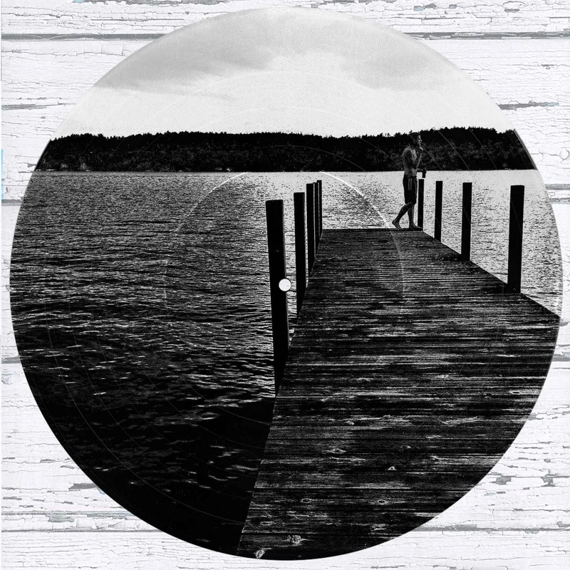#10 Lakeside Dock Vinyl Record Photo Art  Black and White Wall Art