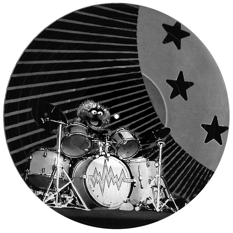 #114 Animal Muppets Drums Vinyl Record Photo Art  Black and White Wall Art