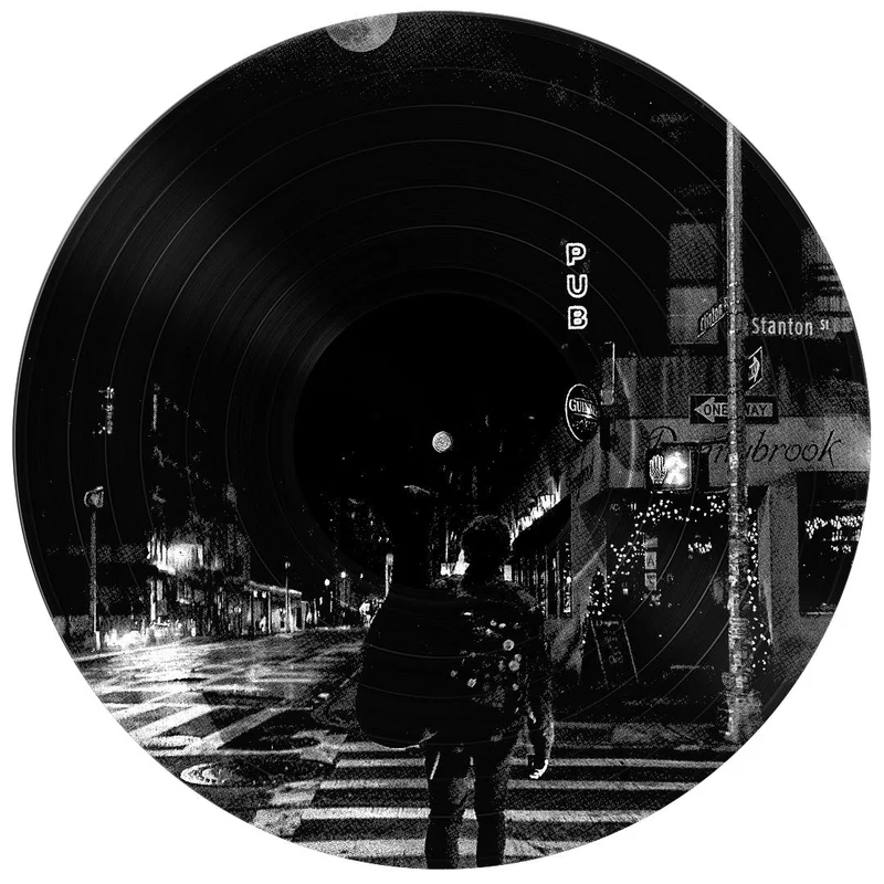 #124 New York City Guitarist Vinyl Record Photo Art Black and White Wall Art