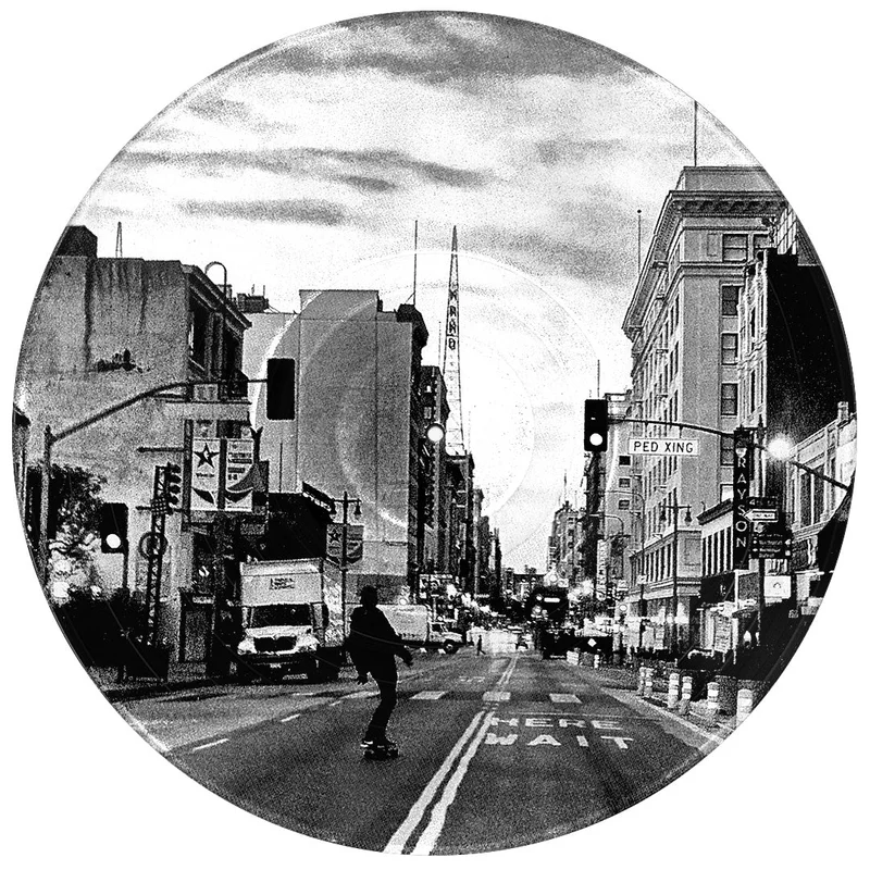 #138 Los Angeles Broadway Skateboarder Vinyl Record Photo Art Black and White Wall Art