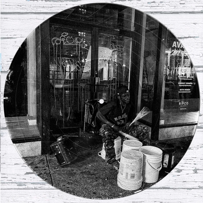 #139 New York City Bucket Drummer Vinyl Record Photo Art Black and White Wall Art