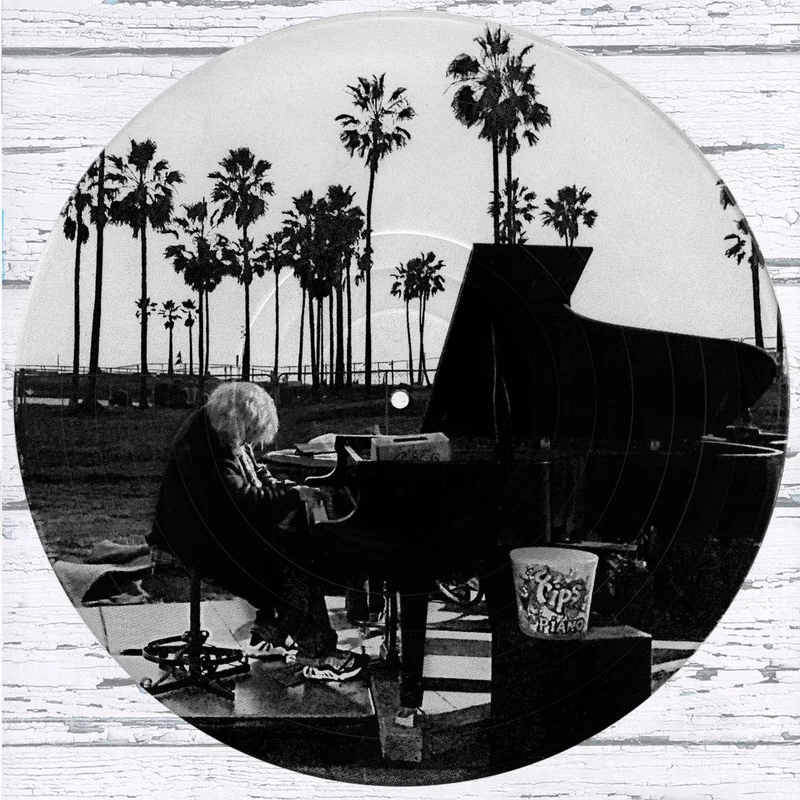 #72 Venice Beach Piano Player Vinyl Record Photo Art  Black and White Wall Art
