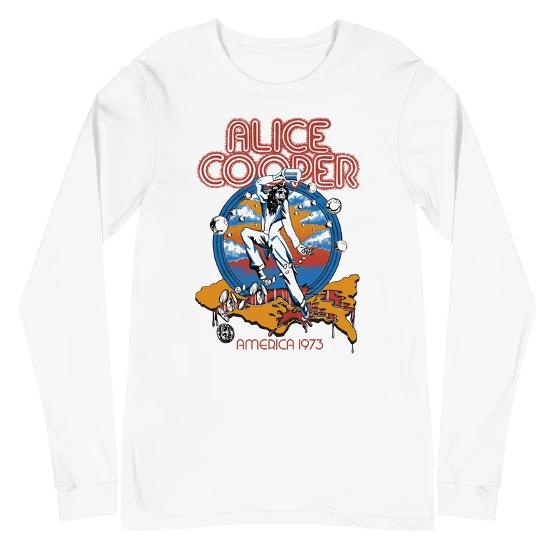 Alice Cooper - 1973 Tour Long Sleeve T-Shirt White