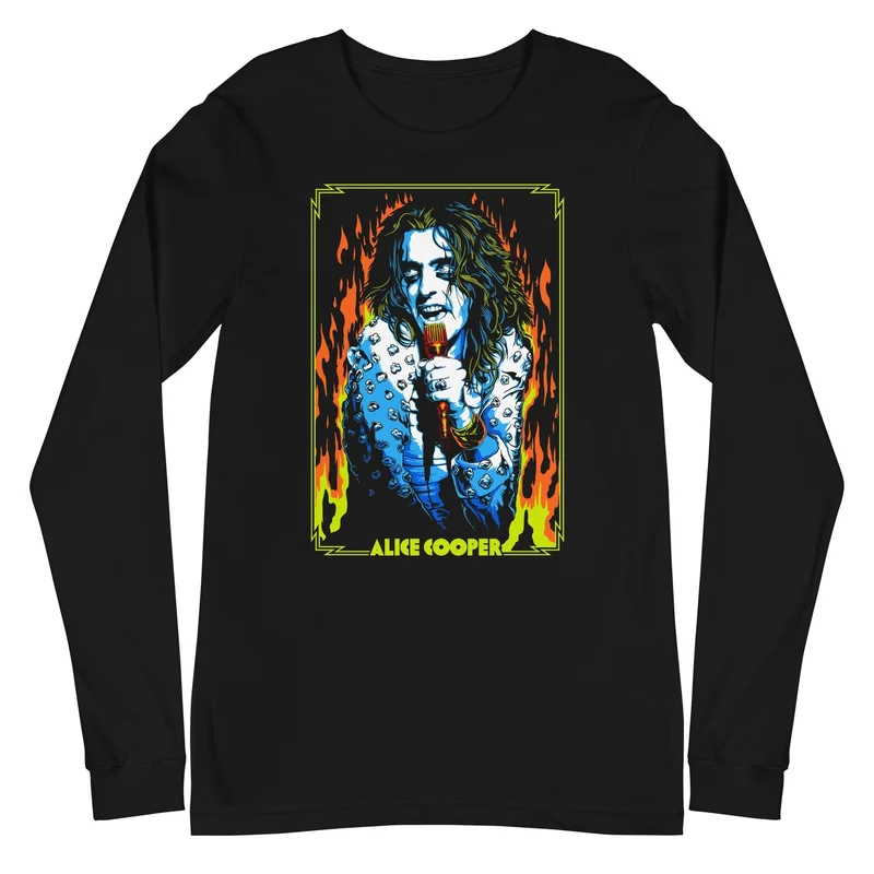 Alice Cooper - Flames Long Sleeve T-Shirt Black