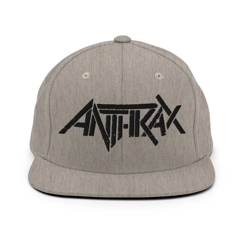 Anthrax - Black on Gray Snapback HD Embroidered Hat Gray