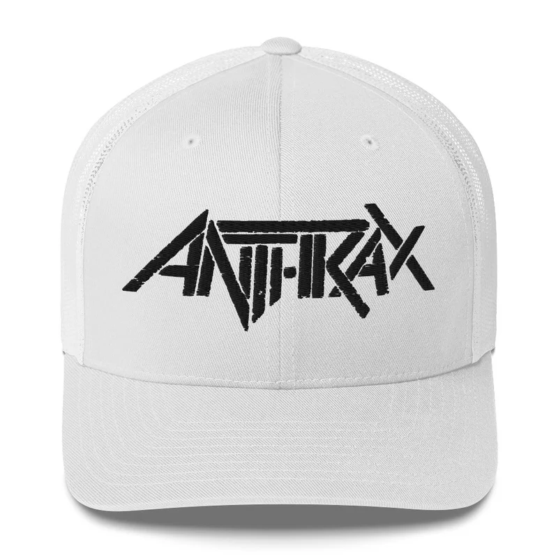 Anthrax - Black on White Trucker HD Embroidered Hat White