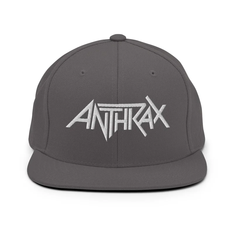 Anthrax - White on Gray Snapback HD Embroidered Hat Gray