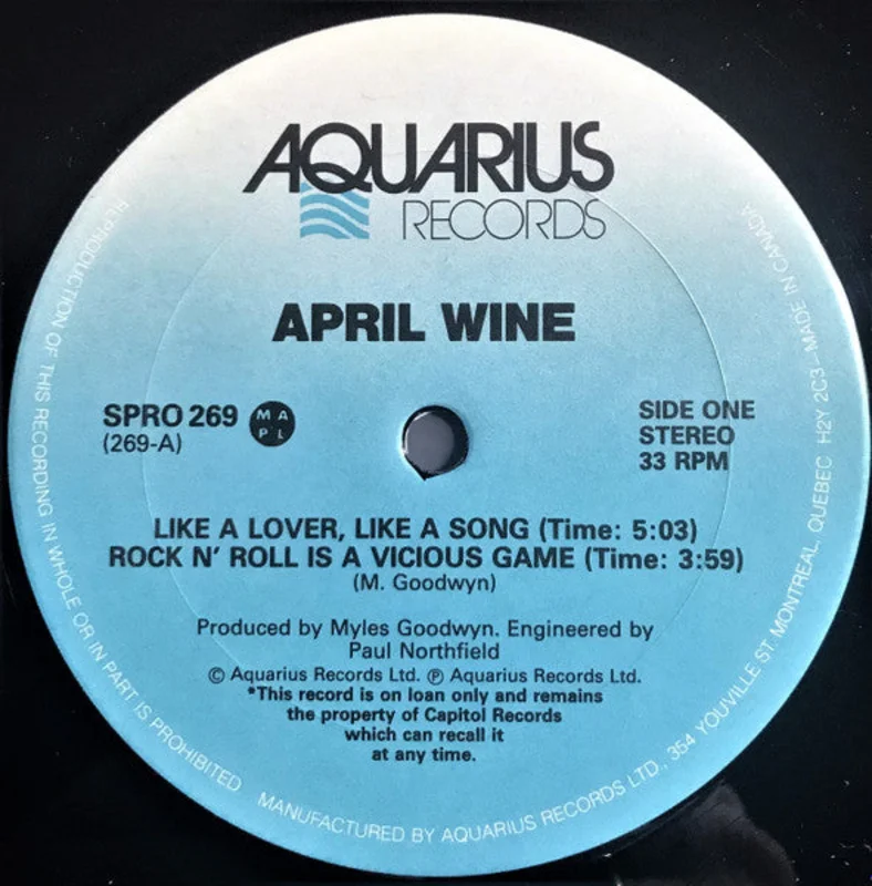 April Wine-Like A Lover Like A Song 12" Single