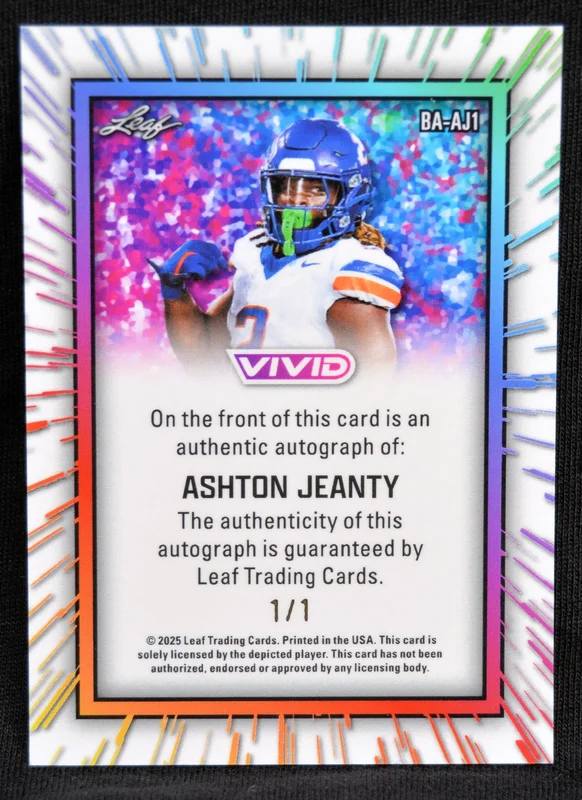 Ashton Jeanty - 2025 Leaf Vivid Autograph #'d 1/1
