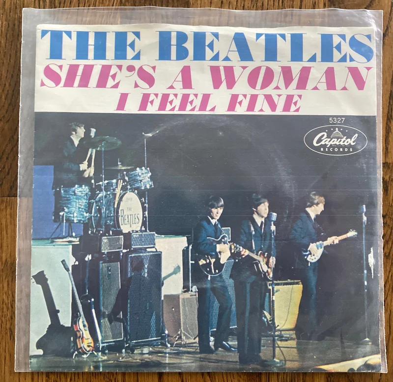 Beatles 45 RPM "I Feel Fine Shes A Woman"