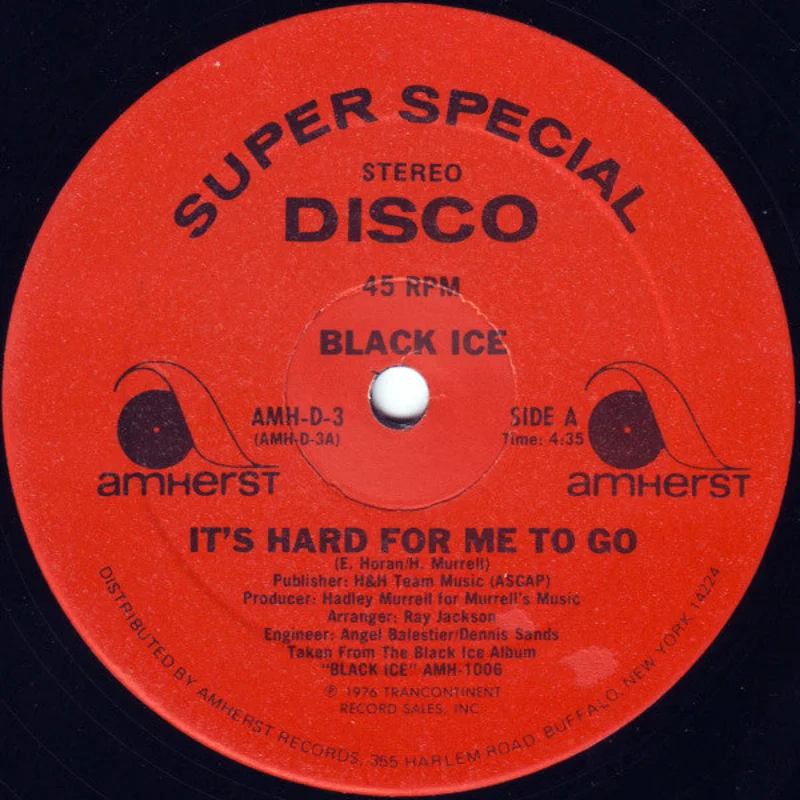 Black Ice-It's Hard For Me To Go 12" Single