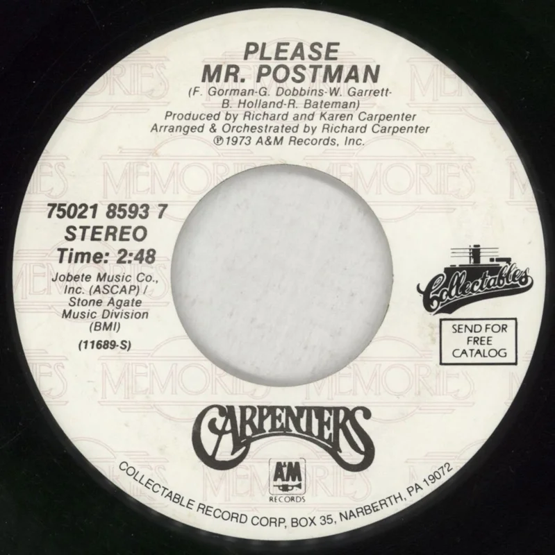 Carpenters Please Mr Postman US 7" vinyl