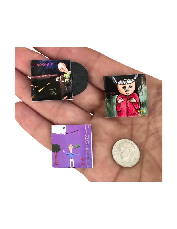 Dinosaur Jr. Miniature Vinyl Albums  1:12 Scale Dollhouse Music Decor