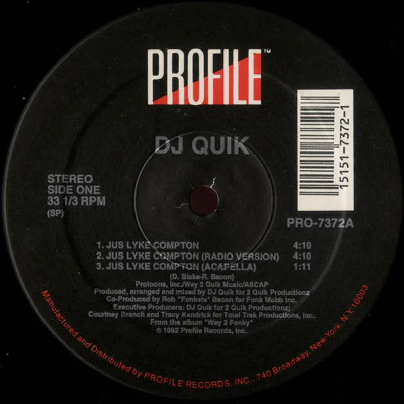 DJ Quik-Jus Lyke Compton 12" Single