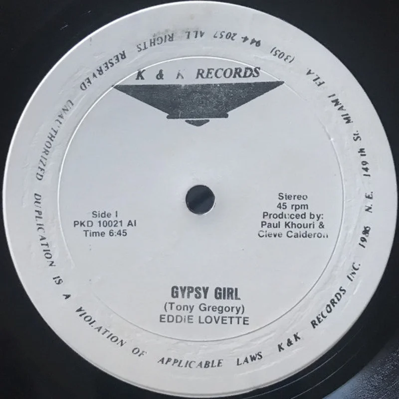 Eddie Lovette-Gypsy Girl / Heaven Must Be Missing An Angel 12" Single