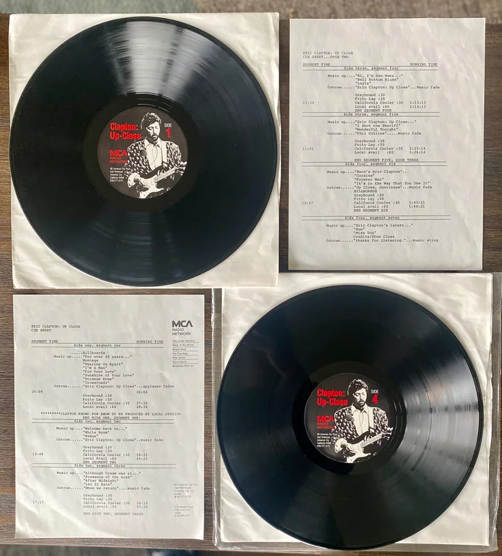 ERIC CLAPTONUp-CloseMCA Radio Network Records1987 pre-FM Double Vinyl LP Set