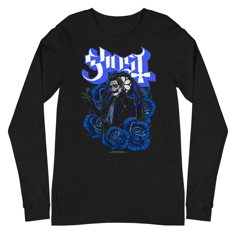 Ghost - Blue Roses Long Sleeve T-Shirt Black