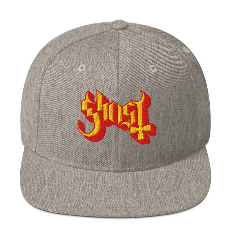 Ghost Logo Embroidered Snapback Hat Gray