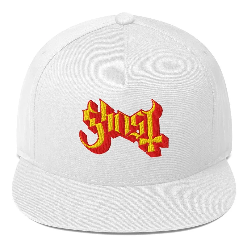 Ghost Logo Embroidered Snapback Hat White