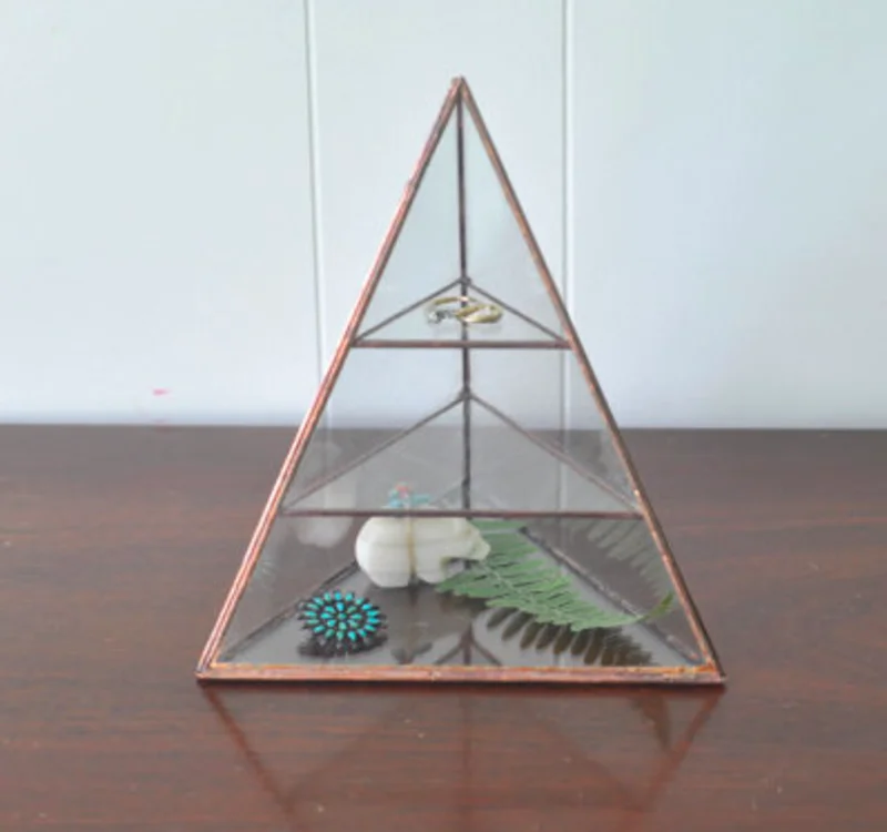 Glass Pyramid Jewelry Display Case
