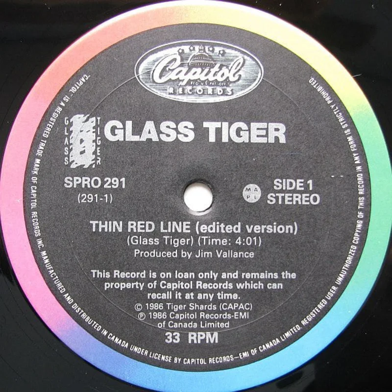 Glass Tiger-Thin Red Line 12" Single Factory Sealed