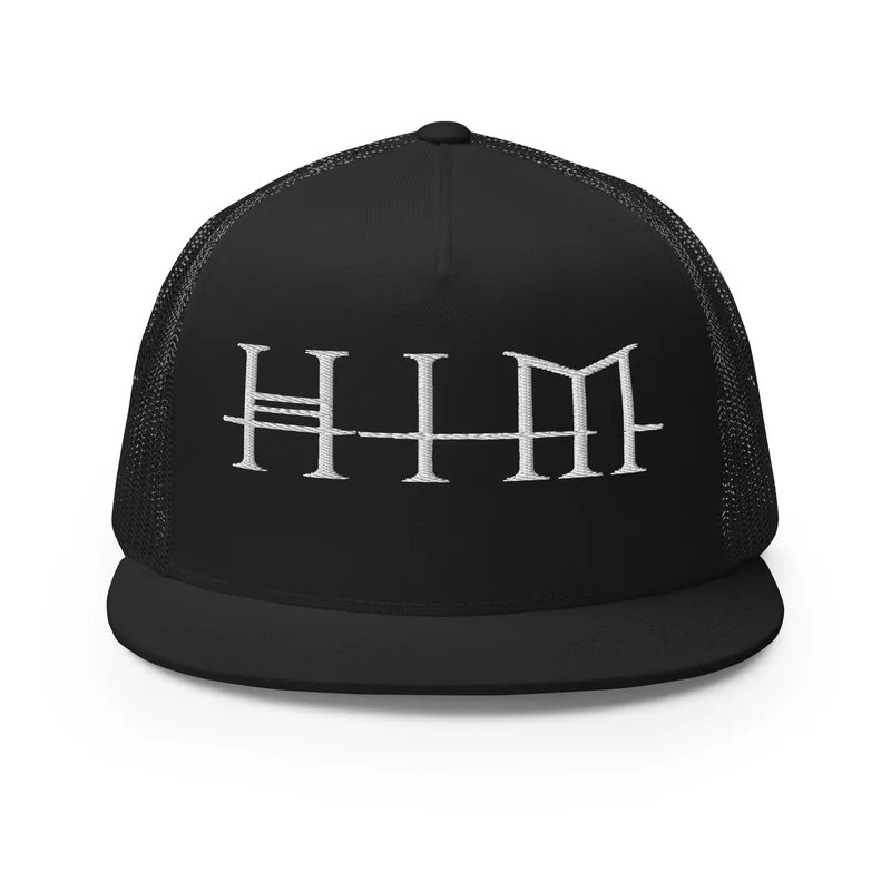 HIM - Logo Flat Brim Trucker Hat Black