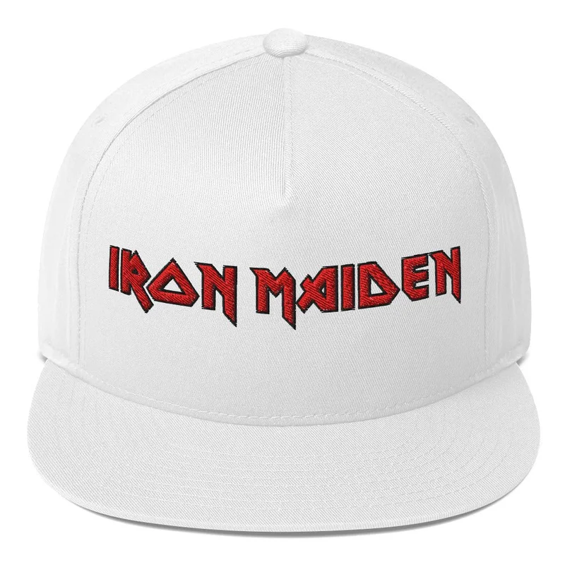 Iron Maiden Embroidered Logo Snapback Hat White