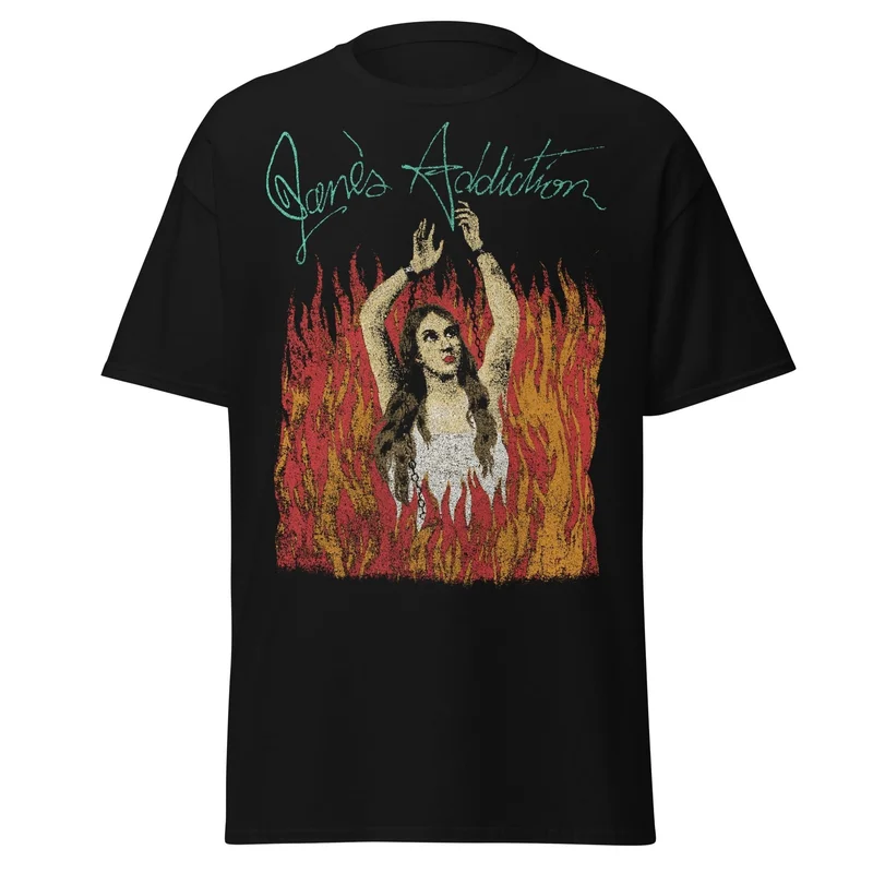 Jane's Addiction - Flames Jumbo Print T-Shirt Black