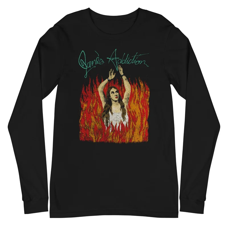 Jane's Addiction - Flames Long Sleeve T-Shirt Black