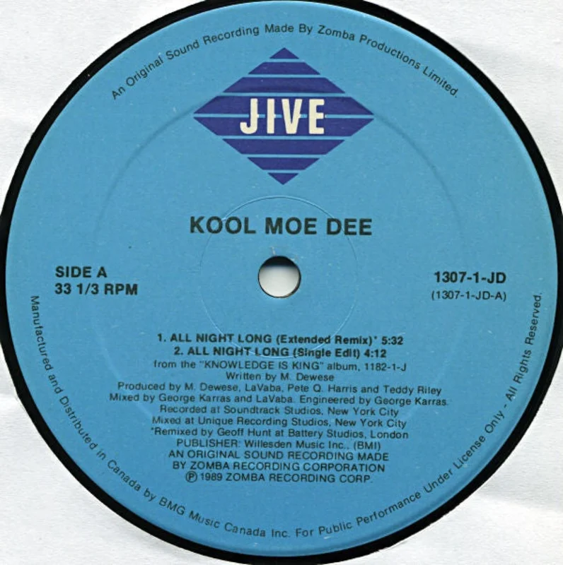 Kool Moe Dee-All Night Long 12" Single