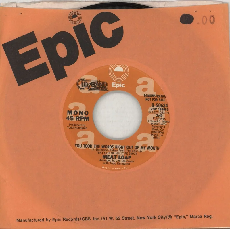 Meat Loaf You Took The Words Right Out Of My Mouth US Promo 7" vinyl