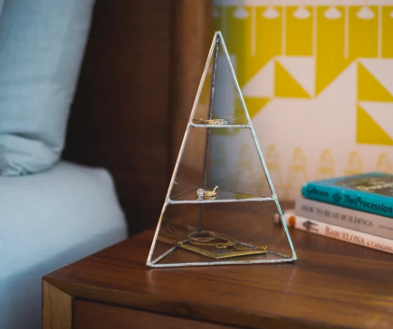 Medium Glass Pyramid Jewelry Display Case