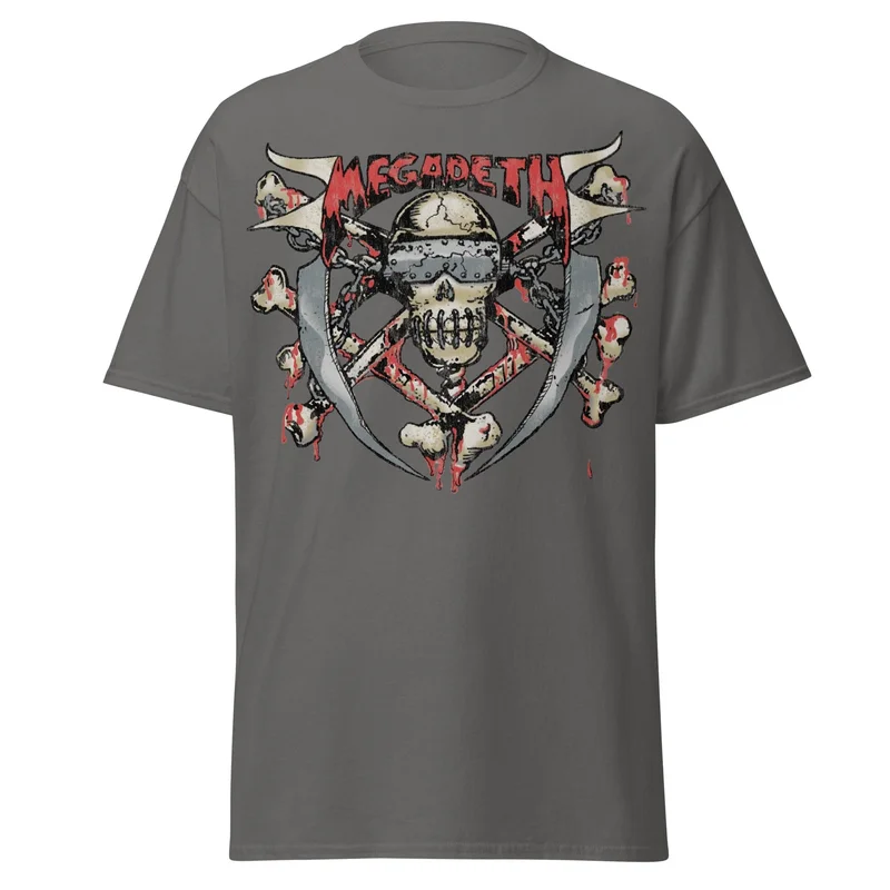 Megadeth - Hand Painted Vic Jumbo Print T-Shirt Gray