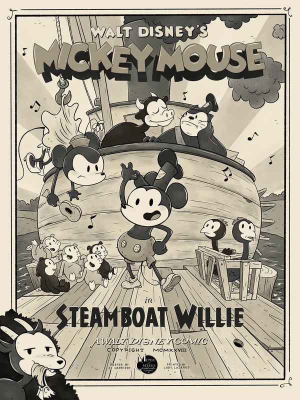 Mickey Mouse Steamboat Willie (Variant) Poster