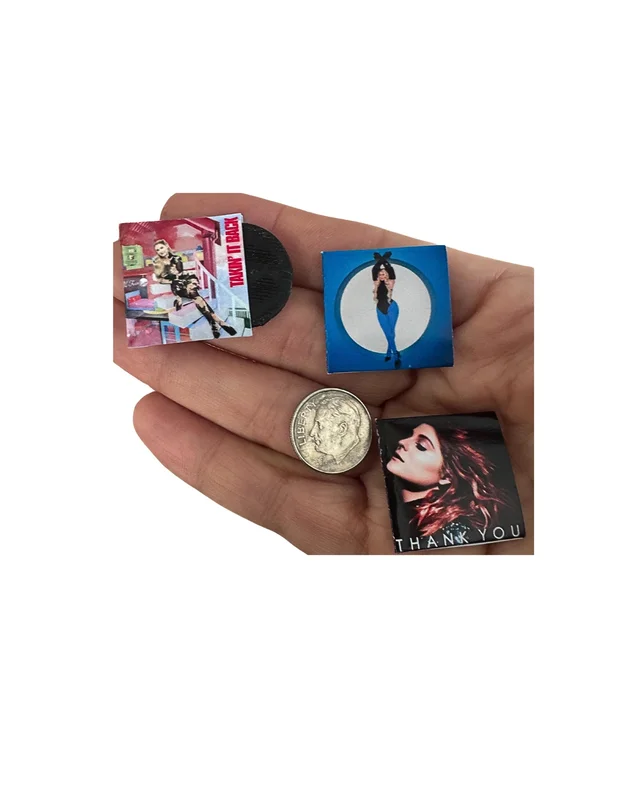Miniature 1:12 Scale Meghan Trainor Vinyl Album Covers Mini Dollhouse Decor