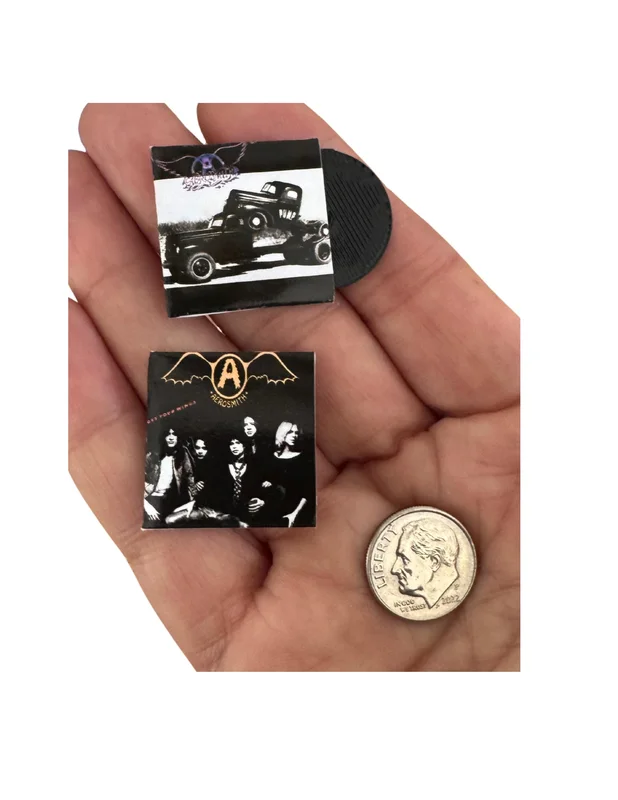 Miniature Aerosmith Vinyl Records | 1:12 Scale Dollhouse Rock Albums