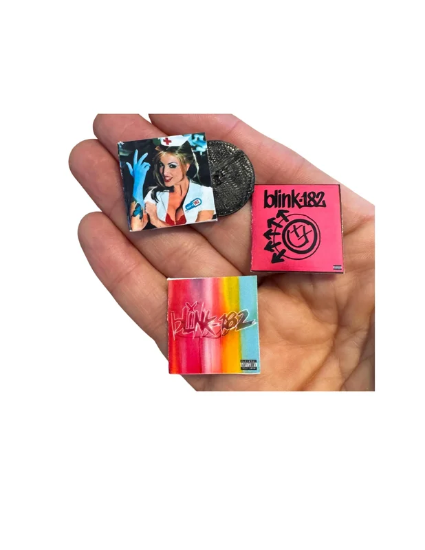 Miniature Blink-182 Vinyl Records  1:12 Scale | Dollhouse Pop-Punk Decor