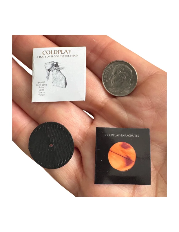 Miniature Coldplay Vinyl Records  1:12 Scale Dollhouse Collectibles