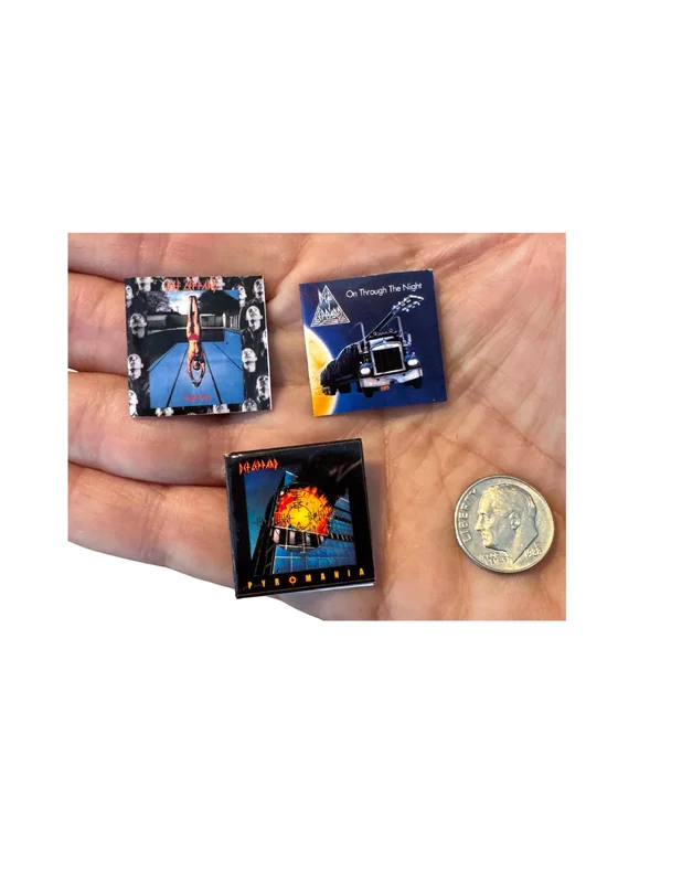 Miniature Def Leppard Vinyl Album Covers, 1:12 Scale Collectible