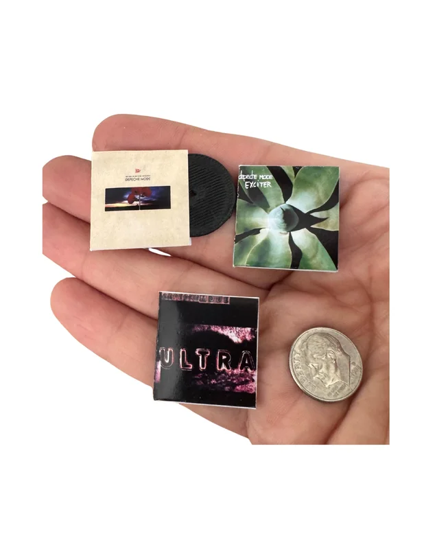 Miniature Depeche Mode Vinyl Records  1:12 Scale Dollhouse Music Decor