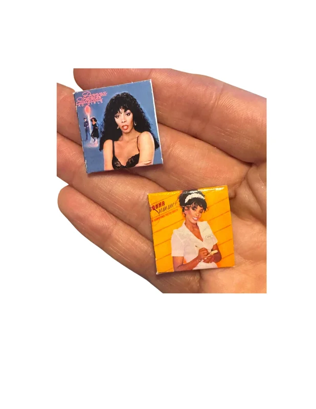 Miniature Donna Summer Vinyl Records 1:12 Scale Dollhouse Music Decor | Disco Queen Mini Albums