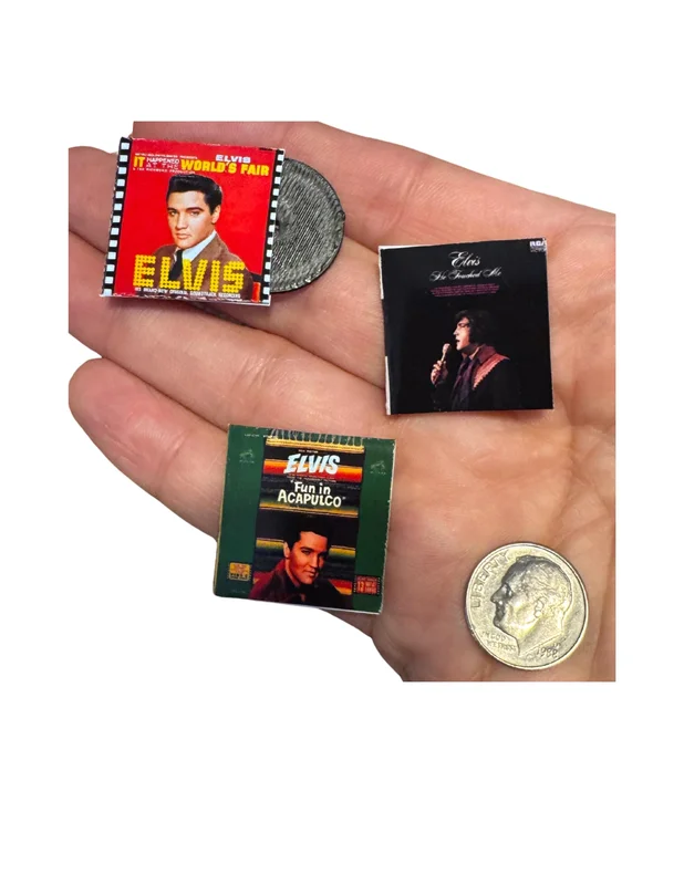 Miniature Elvis Presley Vinyl Records | 1:12 Scale Dollhouse Decor