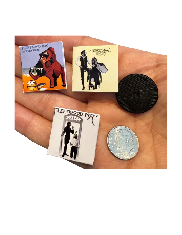 Miniature Fleetwood Mac Vinyl Album Covers, 1:12 Scale Dollhouse Decor
