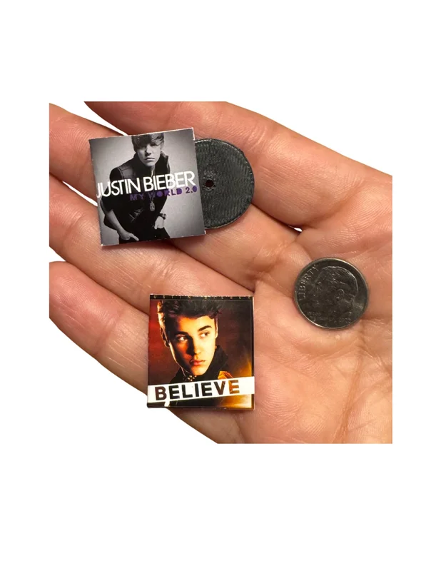 Miniature Justin Bieber Vinyl Record | Dollhouse Music Decor