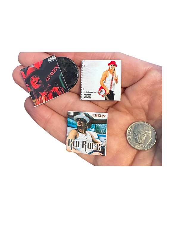 Miniature Kid Rock Vinyl Albums  1:12 Dollhouse Scale
