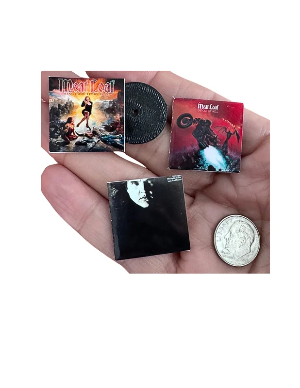 Miniature Meat Loaf Vinyl Records  1:12 Dollhouse Scale
