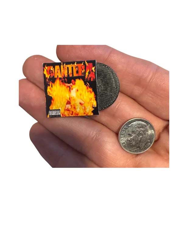 Miniature Pantera Vinyl Records  1:12 Scale Dollhouse Music Decor | Heavy Metal Mini Album Collection
