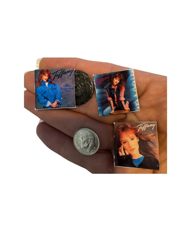 Miniature Tiffany Vinyl Records  1:12 Scale Dollhouse Music Decor  1 x 1 Collectible Mini Albums