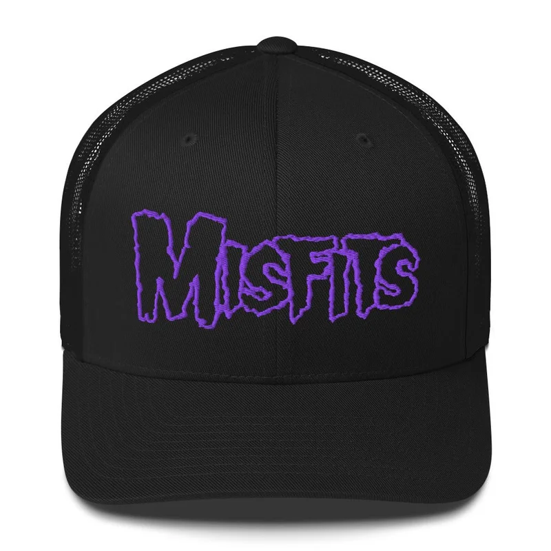 Misfits - Purple Drip Logo Trucker HD Embroidered Hat Black