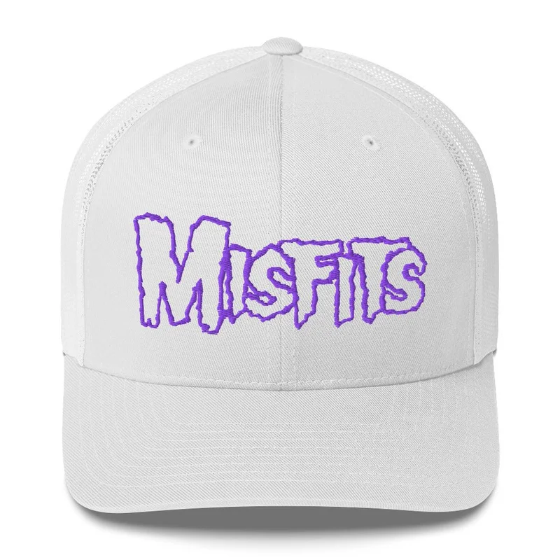 Misfits - Purple on White Trucker HD Embroidered Hat White
